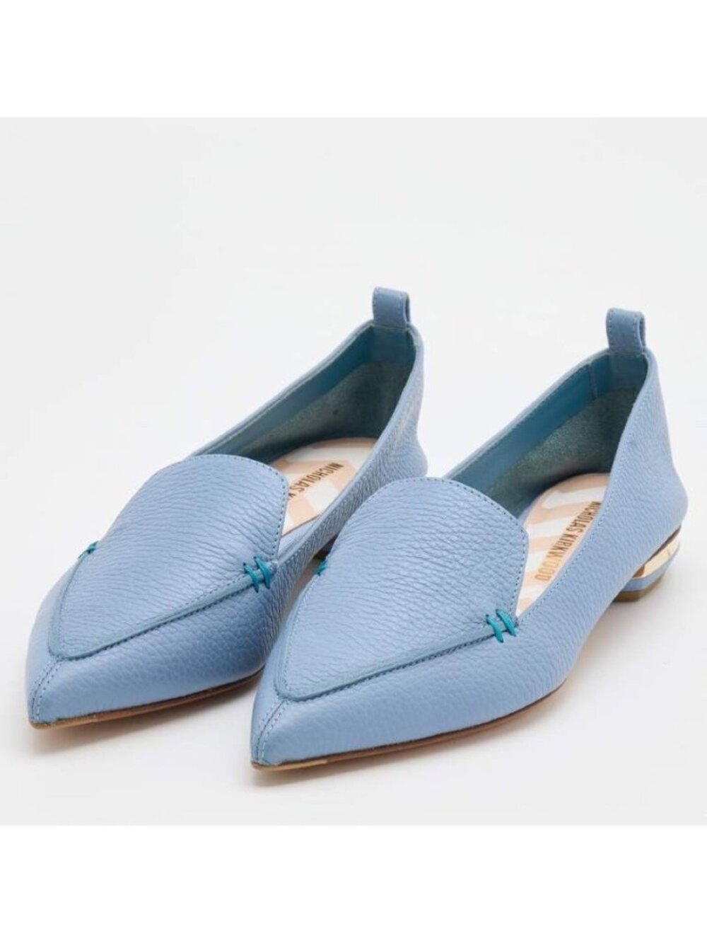 Nicholas Kirkwood Beya Loafers Size 6.5 Pebbled Leather Pointed Toe Classic Chic